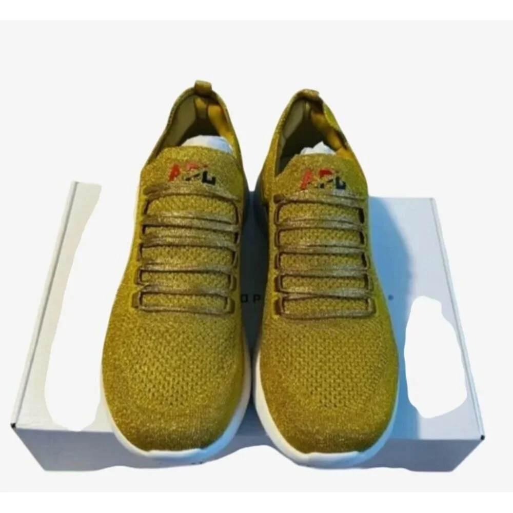 APL Womens Techloom Breeze Sneakers Size 8 Gold Metallic Knit Lightweight Athlet
